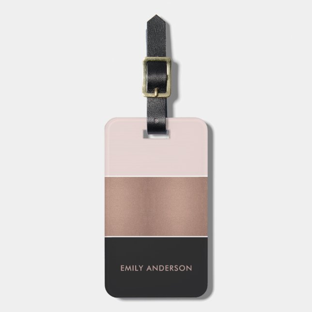ELEGANT RO GULD  ROSA COPPER BLACK STRIPS BAGAGEBRICKA (Vertikal Framsida)