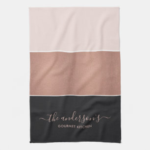 ELEGANT RO GULD ROSA COPPER BLACK STRIPS KÖKSHANDDUK