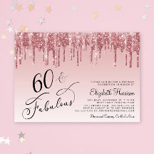 Elegant Ro Guld Rosa Glitter 60:e Födelsedagsfeste