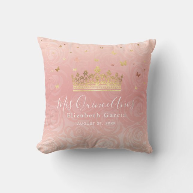 Elegant Ro Guld  Rosa Mis Quince Anos   Kudde (Framsida)