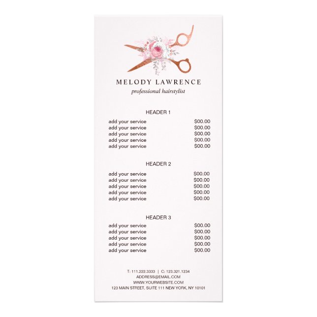 Elegant ro guld sax hårstylist reklamkort (Framsidan)