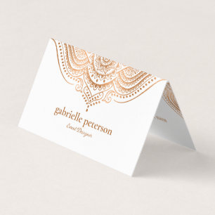 Elegant Ro-Guld Snöre Paisley Mandala Visitkort