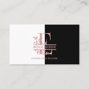 Elegant Ro Guld Split Anpassningsbar Monogram Brev Visitkort