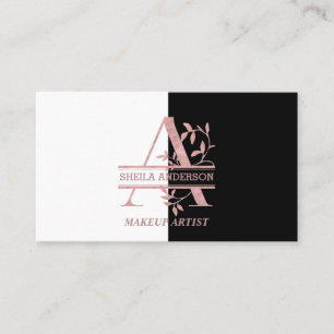 Elegant Ro Guld Split Anpassningsbar Monogram Logo Visitkort