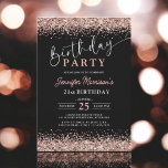Elegant Ro Guld Svarta Glitter 21:a födelsedag Inbjudningar<br><div class="desc">Fira din 21:a födelsedag i stil med Elegant Ro Guld Black Glitter 21:a födelsedag! Den här chicen har en enastående kombination av att ro guld och glitter är skuggsvarta, vilket ger en modern och glamorös beröring till din milstolpe-händelse. Perfekt för ett sofistikerat firande, den här inbjudan lyser ur lyxen och...</div>