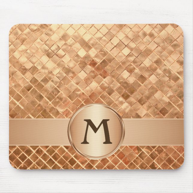 Elegant Ro Guld Tile Mönster Monogramme Musmatta (Framsidan)
