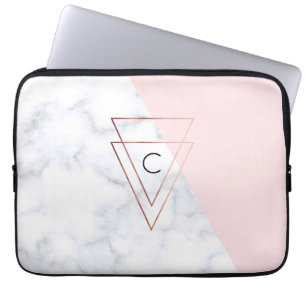 elegant ro guld trianglar vit marmor rosa laptop fodral