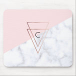 elegant ro guld trianglar vit marmor rosa musmatta<br><div class="desc">Modern geometrisk utformning med faux white marble och rosa färg block,  faux guld triangles.</div>