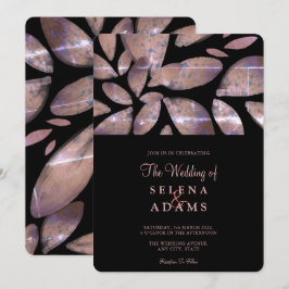 Elegant Ro guld vattenfärgsolja Foliage Bröllop Inbjudningar