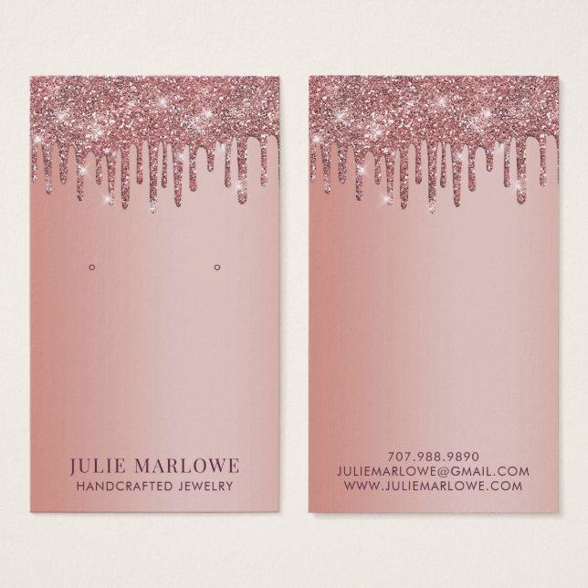 Elegant Ro Guld--Visning för att köra Glitter Visitkort (Framsida & baksida)