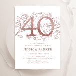 Elegant Ro Guld Vit 40:e födelsedag Inbjudningar<br><div class="desc">Elegant ro guld och vit 40-årsfest. Anpassadets moderna femininindesign med rosor botaniska accenter och faux glitter ro guld. Enkel perfekt för inbjudan-kort i blommigt för en snyggt kvinnlig dag firande. Anpassa med dina egna detaljer. Skrivna Zazzle-inbjudningar eller digital utskrivbar mall för omedelbar nedladdning.</div>