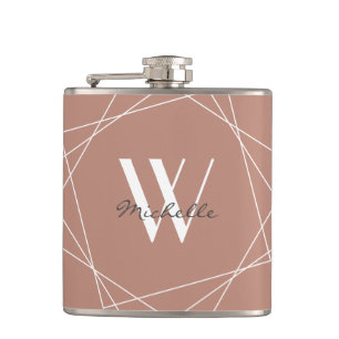 Elegant Ro Guld Vit monogram Geometriskt Namn Fickplunta