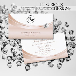 Elegant Ro Guld White med Logotyp och Chic Diamond Visitkort