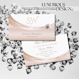 Elegant Ro Guld White med Monogram och Diamond Visitkort