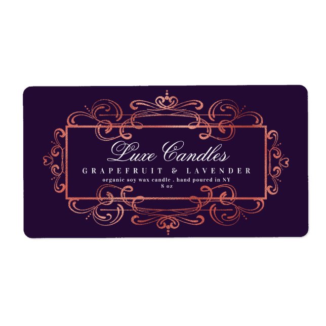 Elegant Ro guldfoil Swirl Mörk Lila Luxurie Fraktsedel (Framsidan)