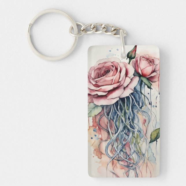 Elegant Ro Jellyfish Watercolor Art Keychains (Framsidan)