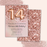 Elegant Ro Kids Girl 14:e Födelsedagsfesten in i Inbjudningar<br><div class="desc">Elegant ro guld födelsedagsfest inbjudan för en 14-årig flicka med elegant skript som skrivs med svart text och med fotopiloner för roligt.</div>