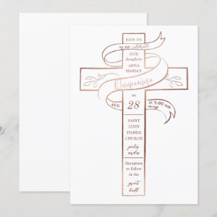 Elegant Ro Kor Ribbon Quinceañera Inbjudningar