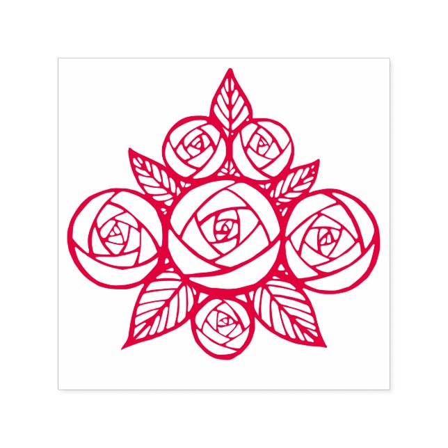 Elegant Ro Löv Blommigt Bouquet Självfärgande Stämpel (Design)