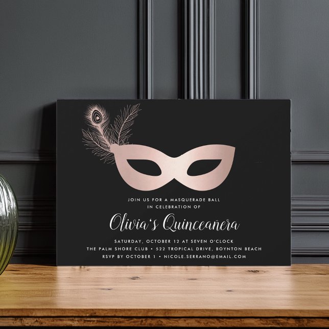 Elegant Ro Masquupperad Theme Quinceanera Inbjudningar (Skapare uppladdad)