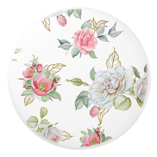 Elegant Ro med Guld graved Löv Knopp (Framsidan)