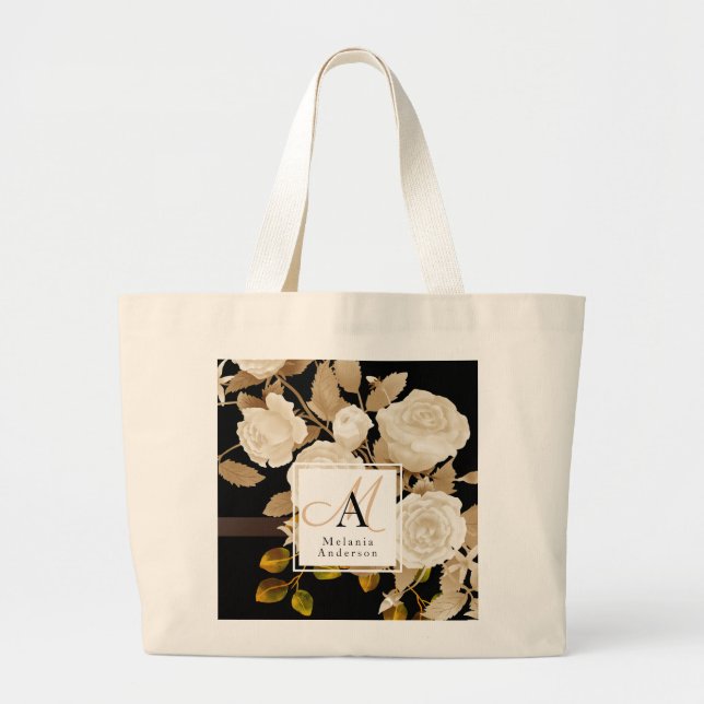 Elegant Ro Monogram Black Jumbo Tygkasse (Framsidan)