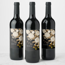 Elegant Ro Monogram Black Vinflaska Etikett