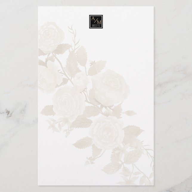 Elegant Ro Monogram Blank White Brevpapper (Framsida)