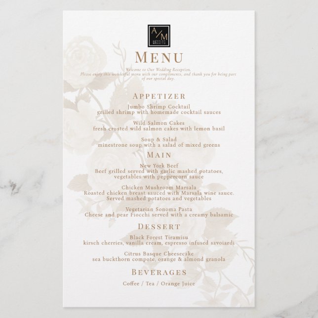 Elegant Ro Monogram White Brevpapper (Framsida)