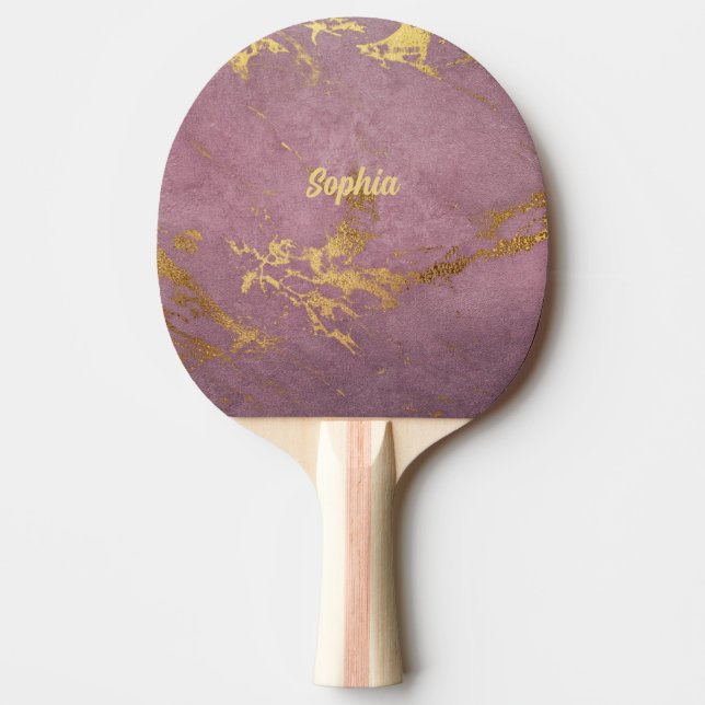 Elegant Ro och Guld Marble look Pingisracket (Framsidan)