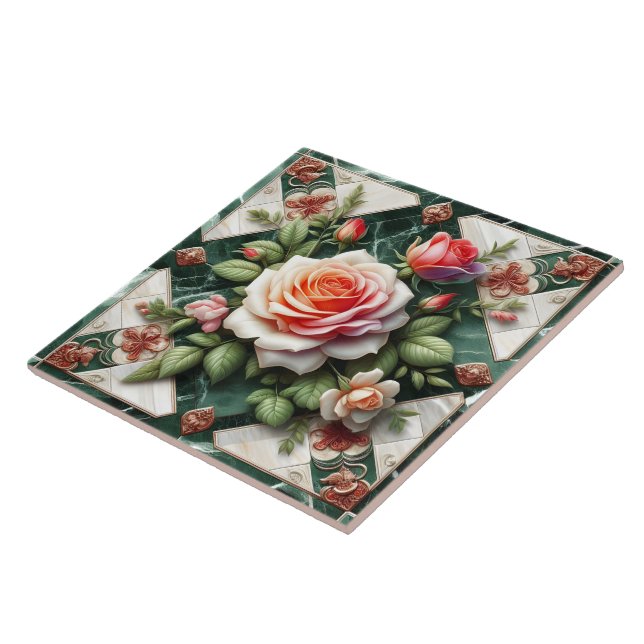 Elegant Ro på Grönten Marble Background Kakelplatta (Sidan)