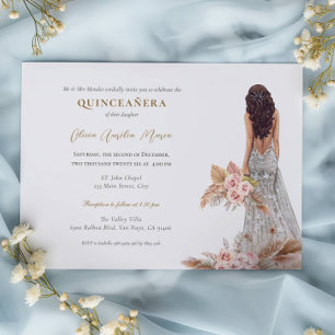 Elegant Ro Pampas Grass Dress Quinceanera Inbjudningar