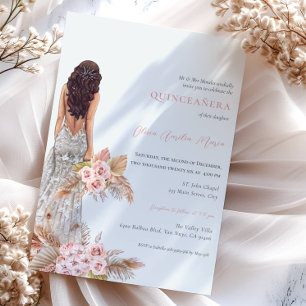 Elegant Ro Pampas Grass Dress Quinceanera Inbjudningar