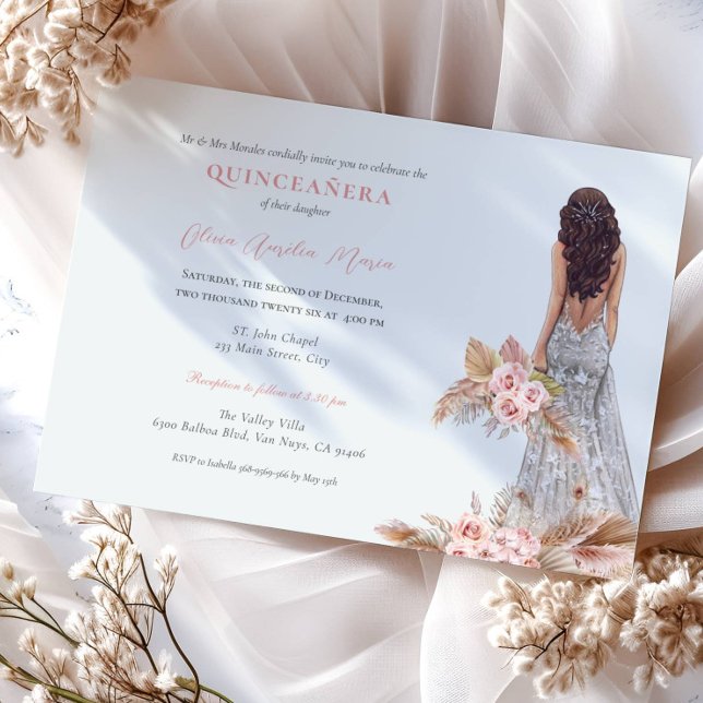 Elegant Ro Pampas Grass Dress Quinceanera Inbjudningar (Skapare uppladdad)