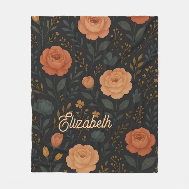 Elegant Ro & Peony Blommigt Fleece Blanket (Framsidan)