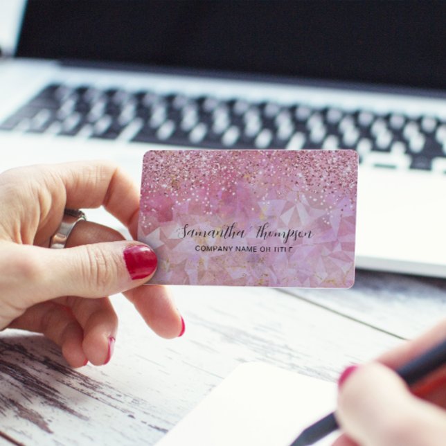 Elegant Ro Quartz Glitter Visitkort (Elegant Rose Quartz Glitter Business Card)