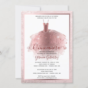 Elegant Ro Quinceañera-klänning Guld Inbjudningar