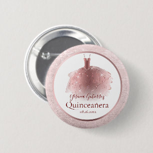 Elegant Ro Quinceañera-klänning Guld Knapp