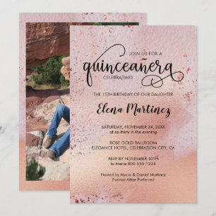 Elegant Ro Quinceanera Photo Inbjudningar