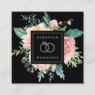 Elegant Ro Ringar Blommigt Fyrkantigt Visitkort