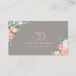 Elegant Ro Ringar Blommigt Visitkort