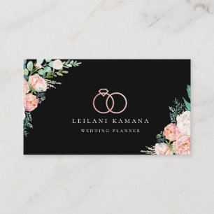 Elegant Ro Ringar Blommigt Visitkort