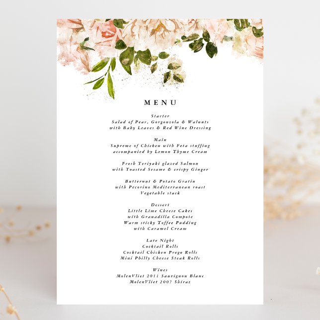 Elegant Ro Romantik Bröllop Meny (Skapare uppladdad)