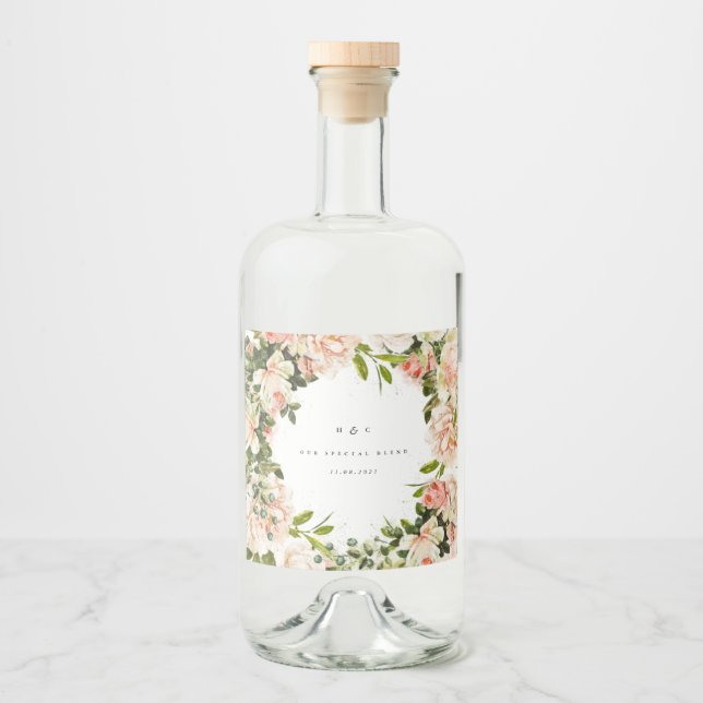 Elegant Ro Romantik Bröllop Spritflaskor Etikett (Framsida)