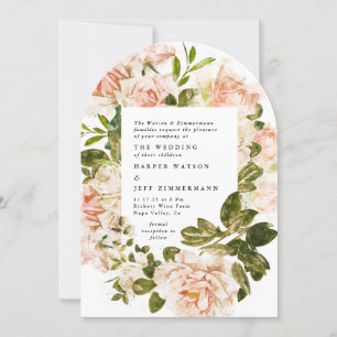 Elegant Ro Romantik Watercolor Bröllop Arch Inbjudningar