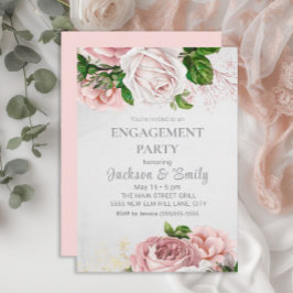 Elegant Ro Rosa Blommigt Cream Förlovningsfest Inbjudningar