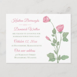 Elegant Ro Rosa Blommigt Ny gifta Bröllop Meddelande Vykort
