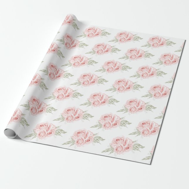 Elegant Ro  Rosa Blommigt - utgivningspapper Presentpapper (Utrullad)