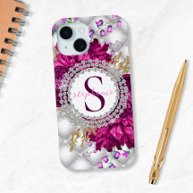 Elegant Ro Rosa Burgundy Diamonds Monogram