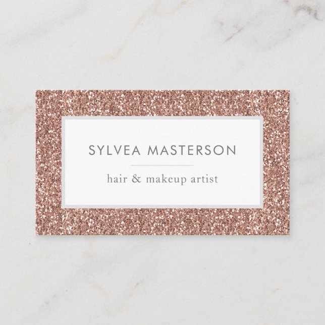 Elegant Ro Rosa Glitter Modern miniminivå Visitkort (Framsida)